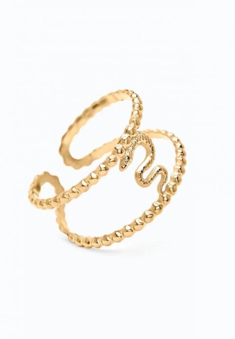 Eleganten prstan z motivom kače, zlate barve
