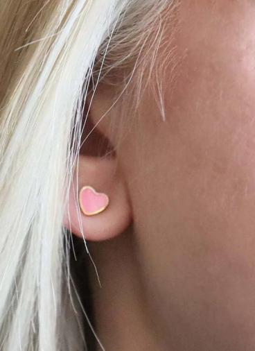 Mini uhani v obliki srčka, roza barve