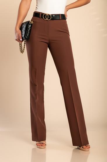 Elegantne dolge hlače z ravnimi hlačnicami, rjave
