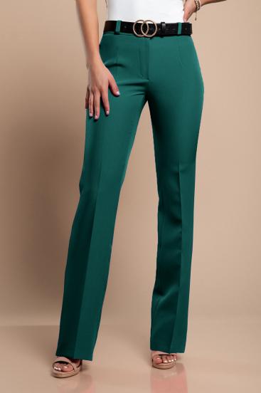 Elegantne dolge hlače z ravnimi hlačnicami, zelene