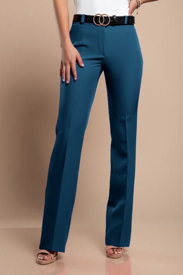 Elegantne dolge hlače z ravnimi hlačnicami, petrol modre