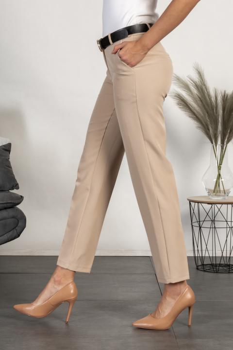 Elegantne dolge hlače z ravnimi hlačnicami Tordina, bež