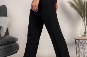 Elegantne hlače z ravnimi hlačnicami Amarga, črne