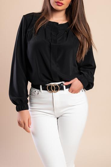 Elegantna srajca z okroglim ovratnikom, črna