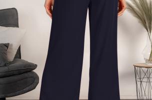 Elegantne hlače z ohlapnimi hlačnicami Roqueta, temno modre