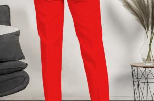 Elegantne dolge hlače z ravnimi hlačnicami Tordina, rdeče