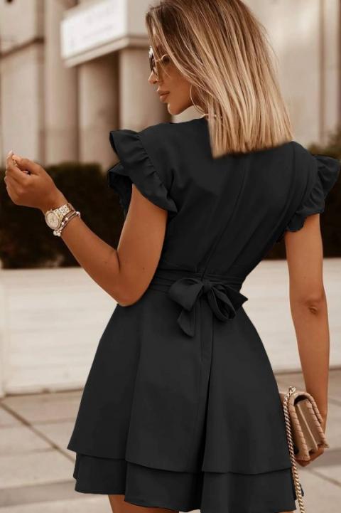 Elegantna mini obleka z volančki Favinna, črna