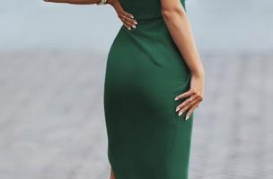 Elegantna mini obleka Marettima, zelena