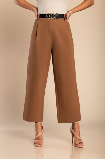 Elegantne hlače z ravnimi hlačnicami, kamelja barva