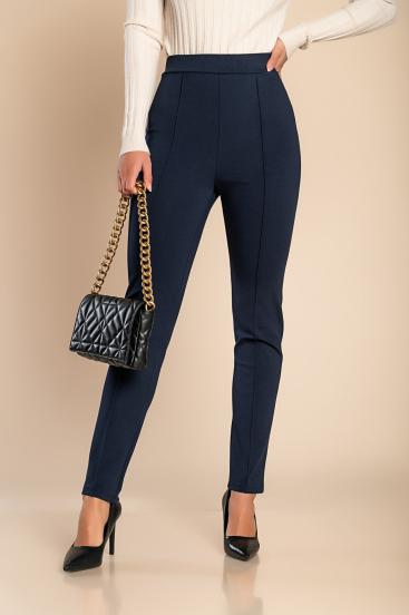 Elegantne hlače z elastiko v pasu, temno modre