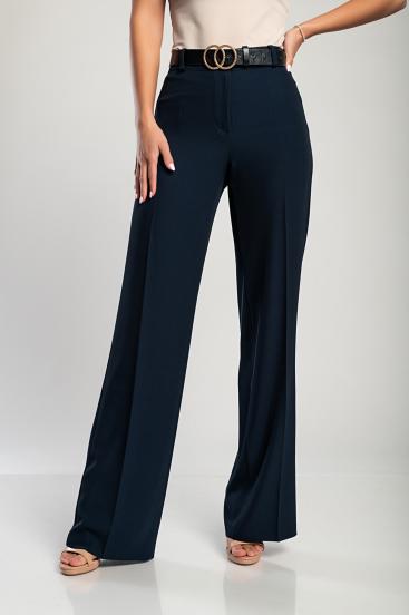 Elegantne dolge hlače z ravnimi hlačnicami, temno modre