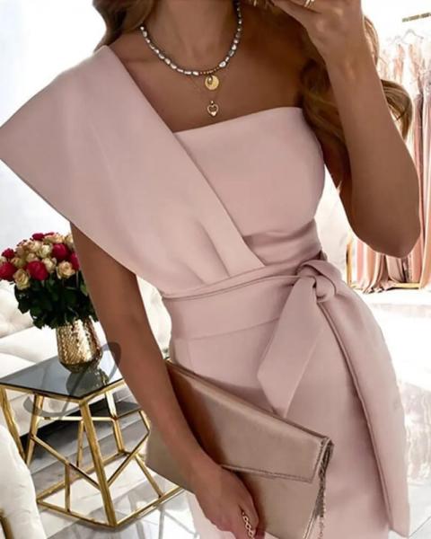Elegantna midi obleka Triona, svetlo roza