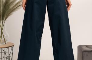 Elegantne hlače s širokimi hlačnicami Mancha, temno modre