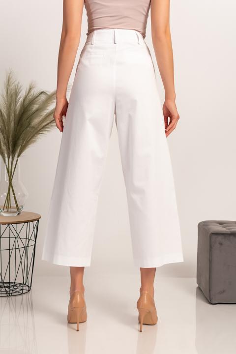 Elegantne hlače s širokimi hlačnicami Mancha, bele