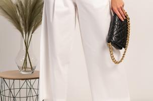 Elegantne hlače s širokimi hlačnicami Mancha, bele