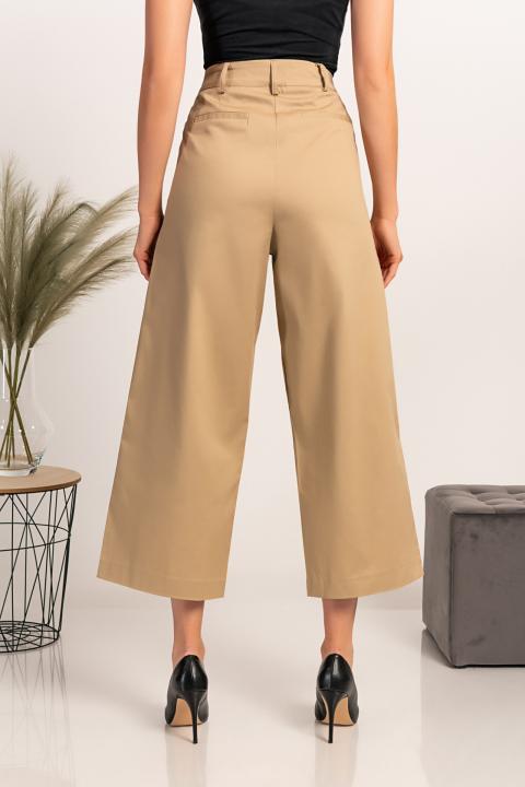 Elegantne hlače s širokimi hlačnicami Mancha, bež