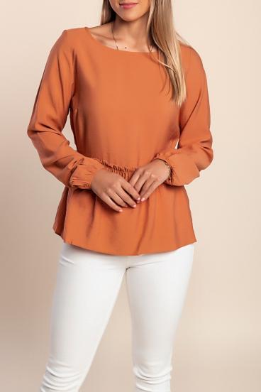 Plus size bluza z dolgimi rokavi, opečnata