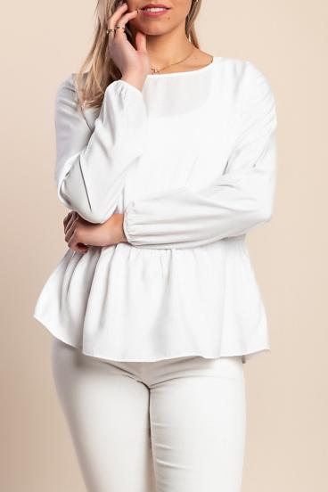 Bluza z dolgimi rokavi, bela