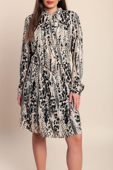 Plus size obleka s potiskom, bež
