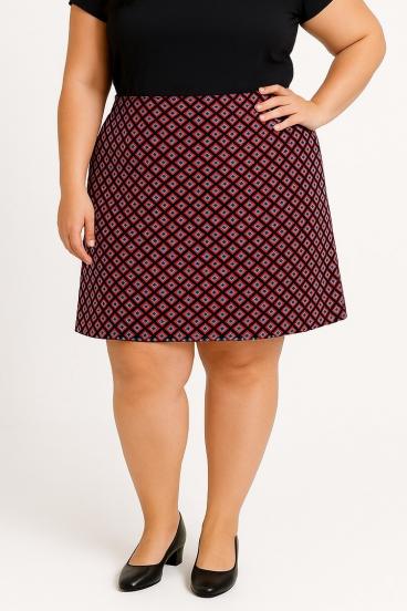 Plus size bombažno krilo s potiskom, fuksija
