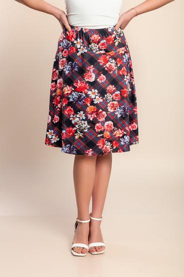 Plus size krilo s cvetličnim potiskom, rdeče