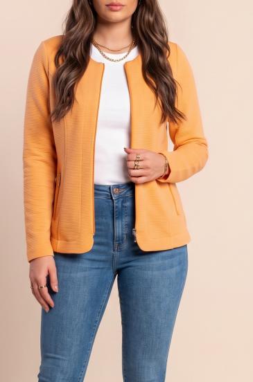 Plus size majica z zadrgo, oranžna