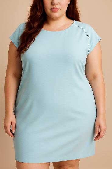 Plus size obleka brez rokavov, svetlo modra