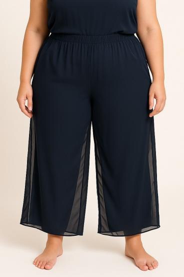 Plus size elegantne hlače, temno modre