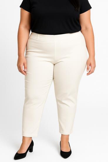 Plus size elegantne hlače, krem