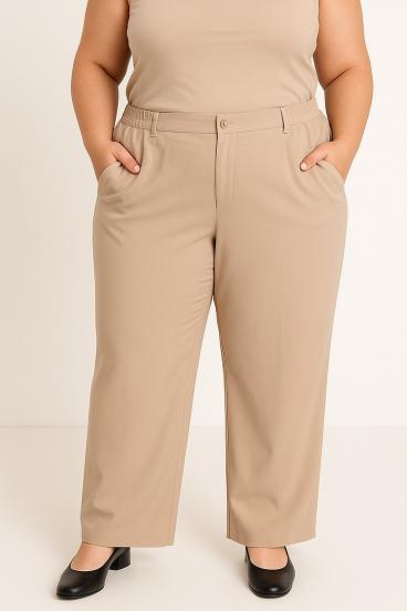 Plus size elegantne hlače, bež