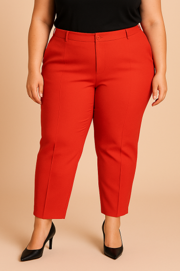 Plus size elegantne hlače, koralne