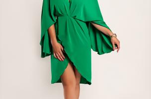 Elegantna mini obleka z razporkom Coccolia, zelena