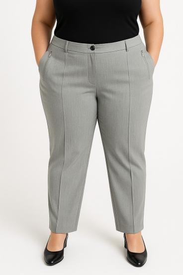 Plus size elegantne hlače, sive