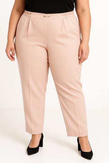 Plus size elegantne hlače, krem