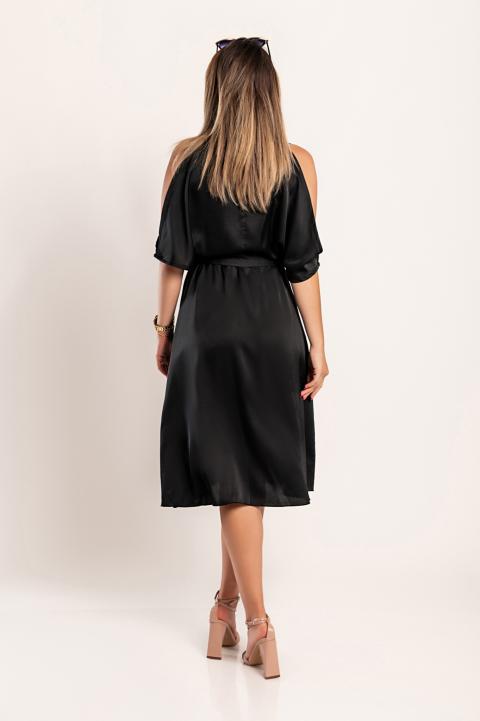 Elegantna midi obleka z izrezi Thiena, črna