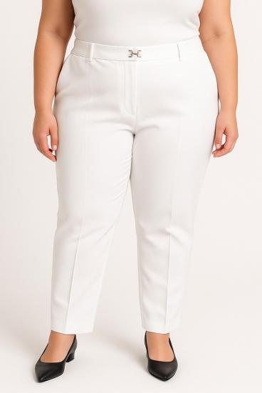 Plus size elegantne hlače, bele