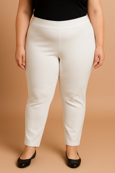 Plus size elegantne hlače, krem