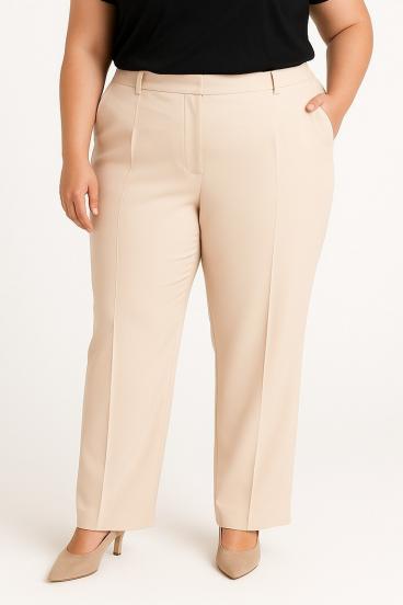 Plus size elegantne hlače, krem