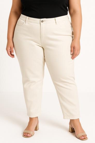 Plus size kavbojke, krem
