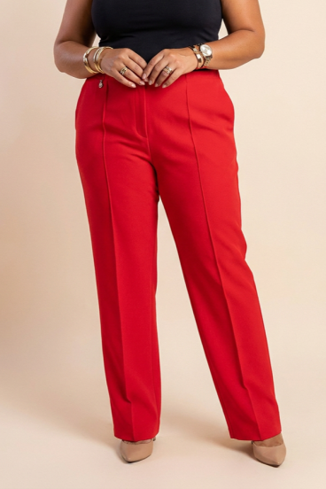 Plus size elegantne hlače, rdeče