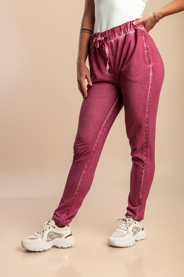 Plus size bombažne športne hlače, roza