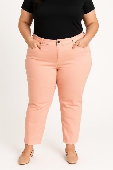 Plus size bombažne hlače, marelične