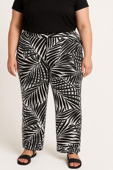 Plus size hlače s potiskom, črne