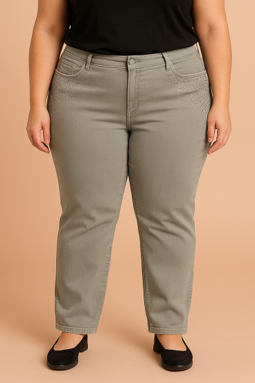 Plus size kavbojke, zelene
