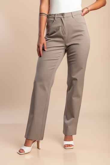 Plus size bombažne hlače, bež