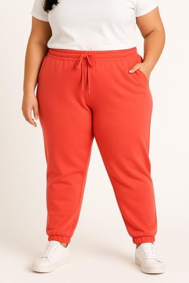Plus size bombažne hlače, rdeče