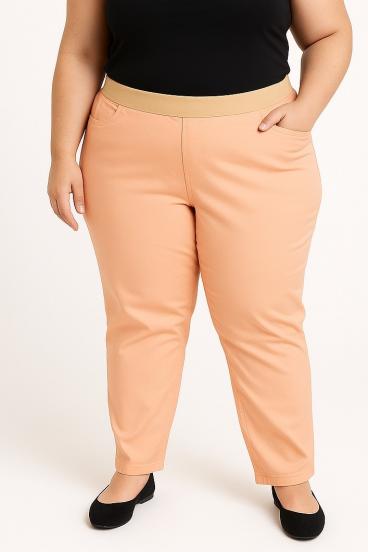 Plus size bombažne hlače, marelične