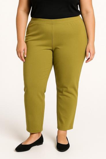 Plus size elegantne hlače, svetlo zelene