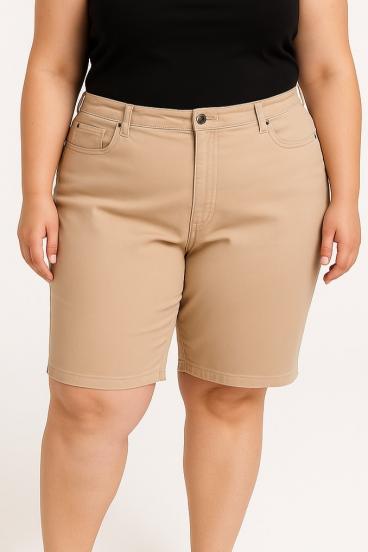 Plus size bombažne hlače, bež