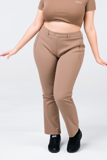 Plus size elegantne hlače, fango